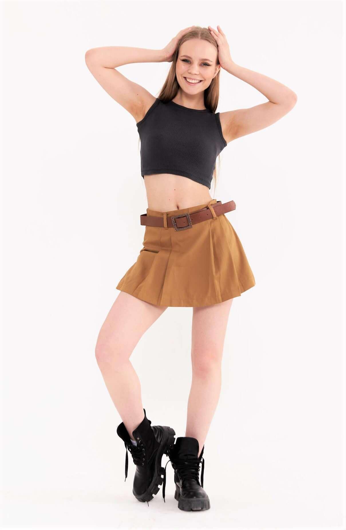 Brown Pleated Skirt Shorts THIMOON®