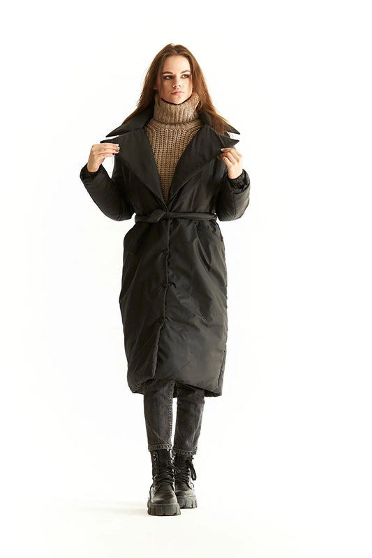 Women's Long Black Puffer Coat