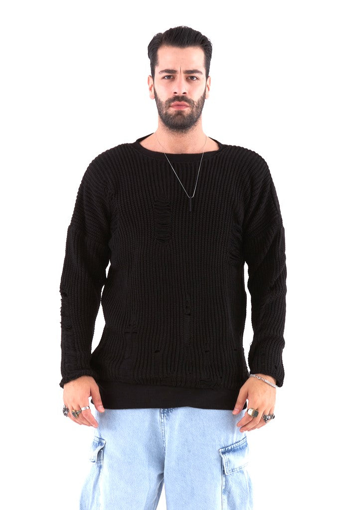 Черный комплект из двубортного свитера
