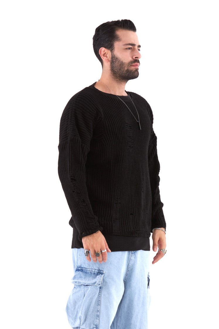 Черный комплект из двубортного свитера