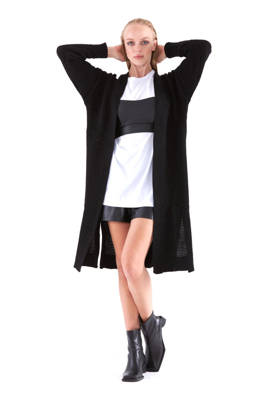 Black Uncovered Long Cardigan