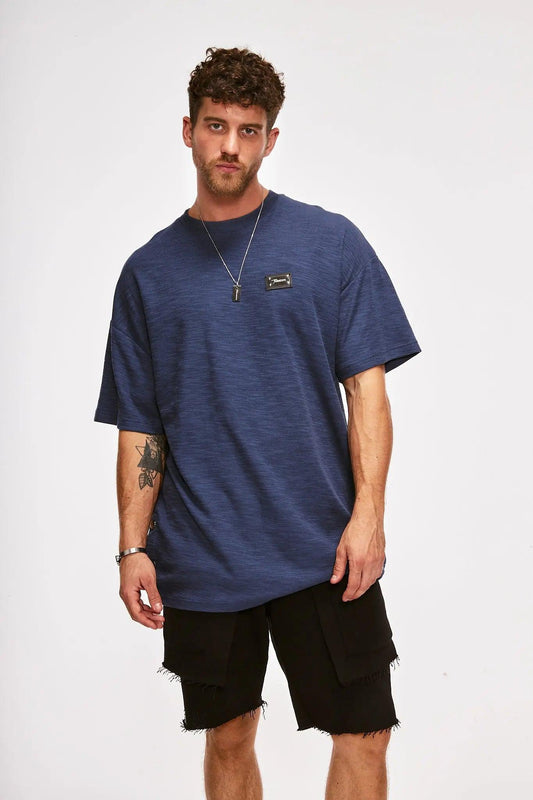 Lacivert Düz Oversize T-Shirt