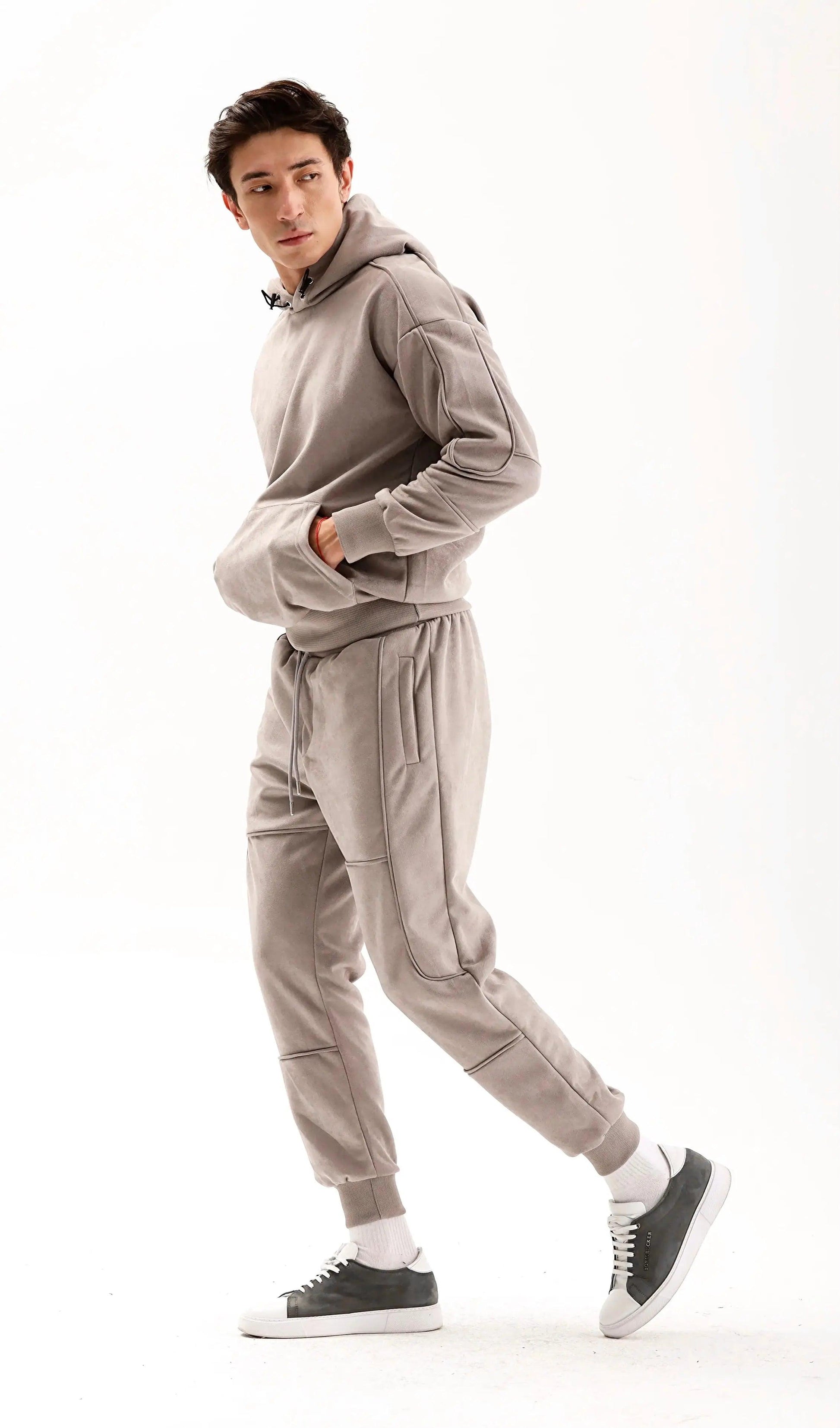 Men's Grey Hooded Tracksuit Outfit Set THIMOON®