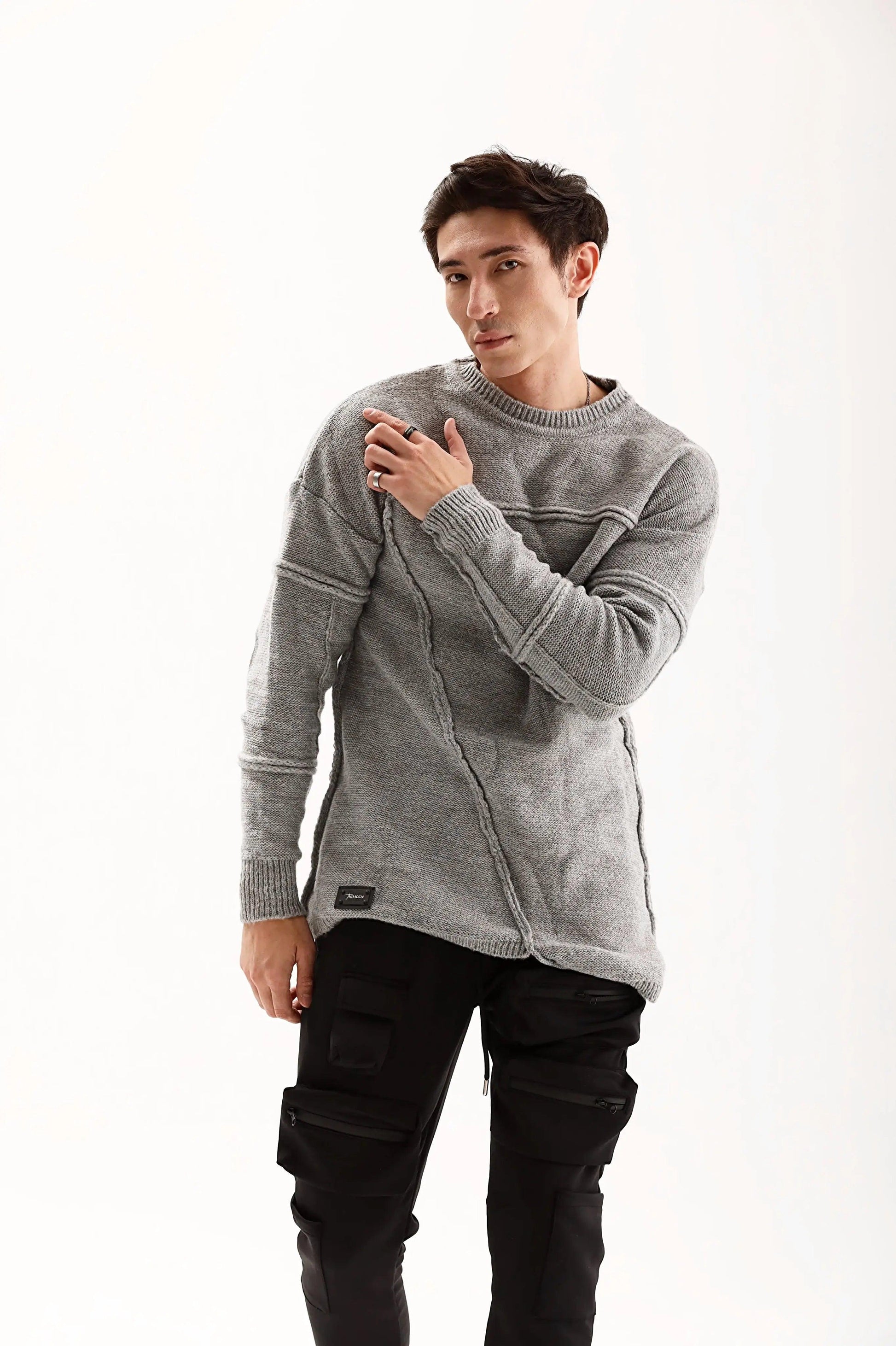 Men's Grey Oversized Woolen Sweater THIMOON®