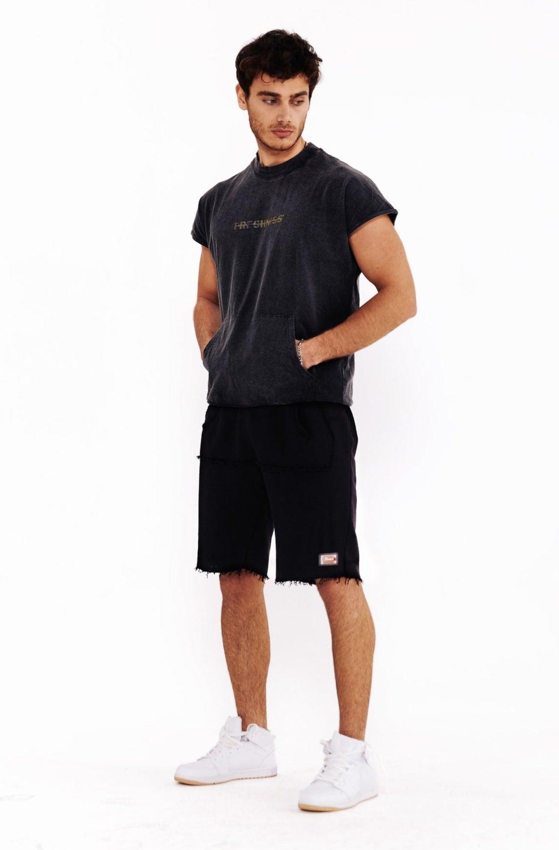 Men's Grey T-Shirt with Front Pockets THIMOON