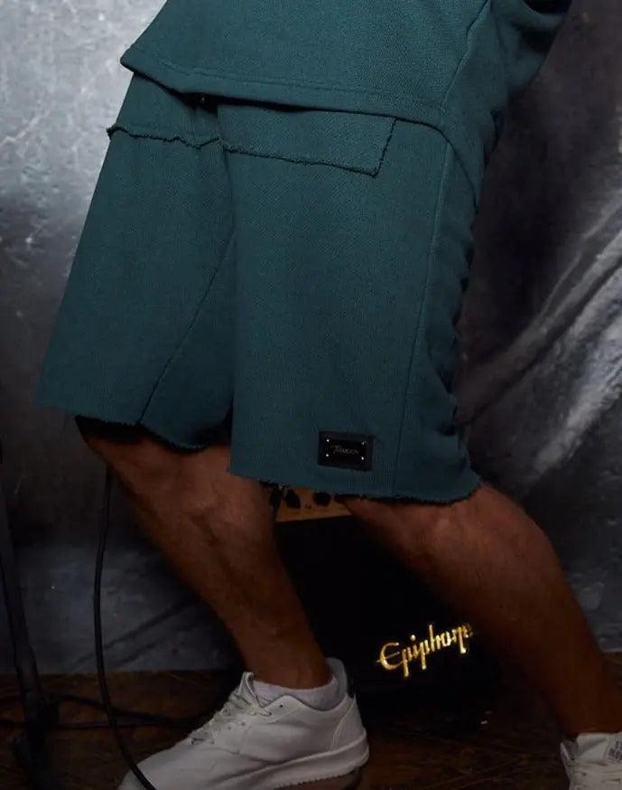 Men's Oversized Knit Shorts in Green THIMOON®