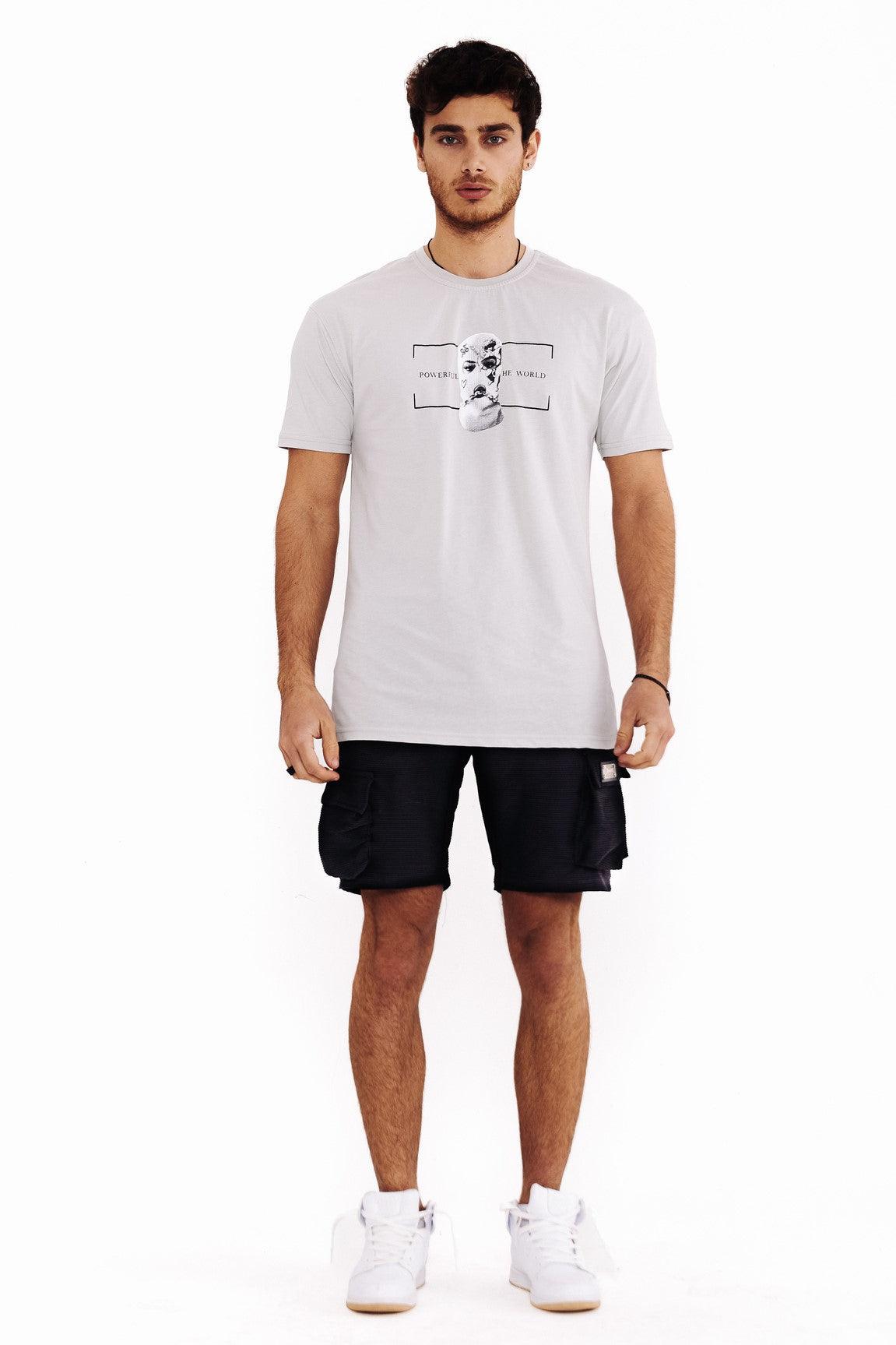 Men's Regular Fit Printed Cream T-Shirt THIMOON