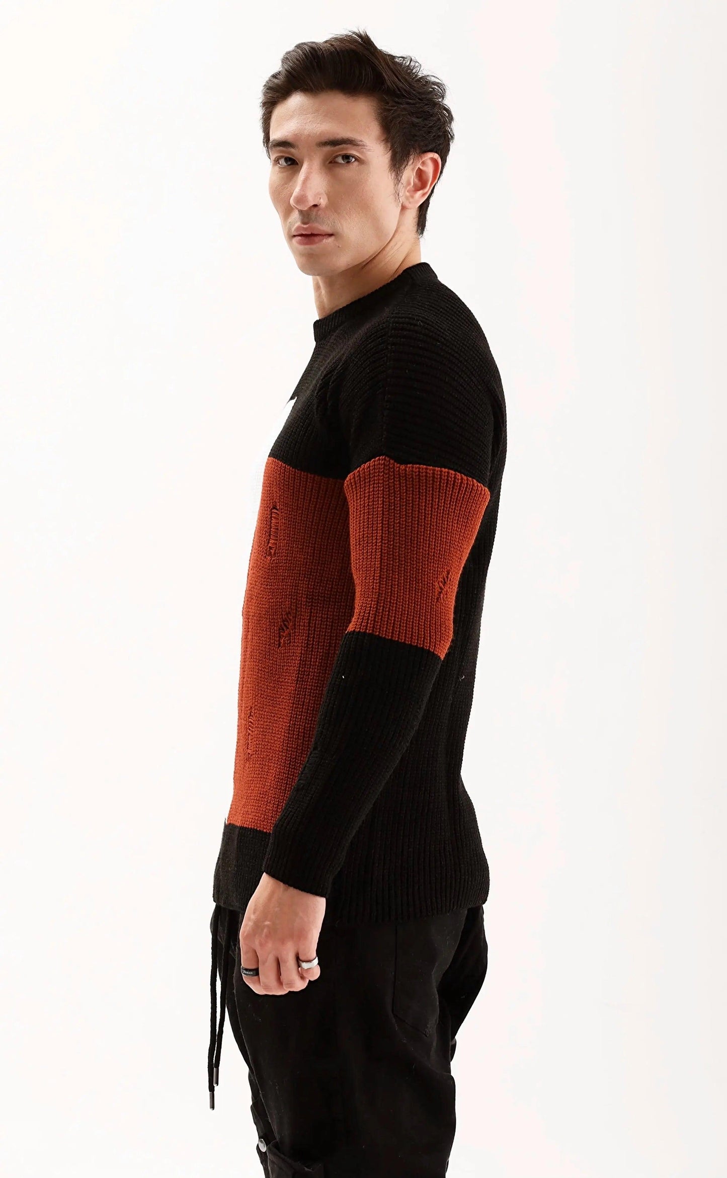 Men's Three Color Ripped Knit Sweater THIMOON®