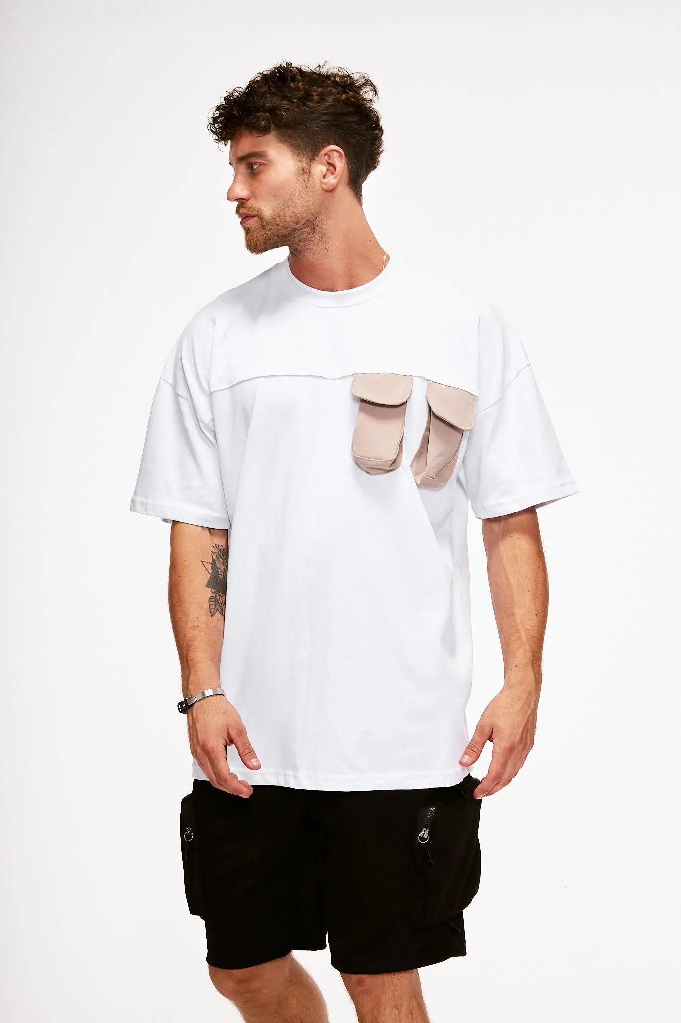 Thimoon Beyaz Cepli T-Shirt