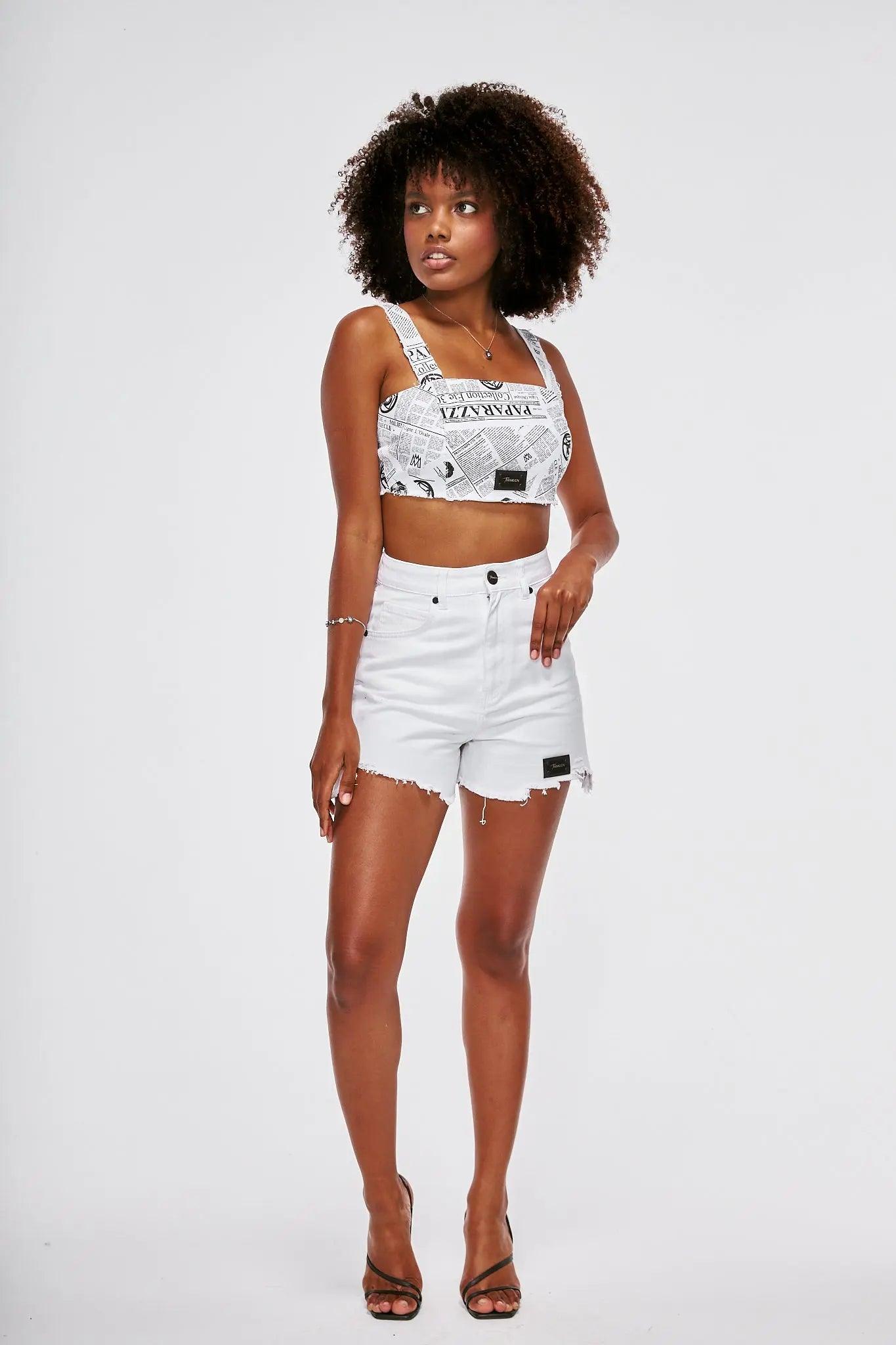 Women's High Waisted White Shorts THIMOON®